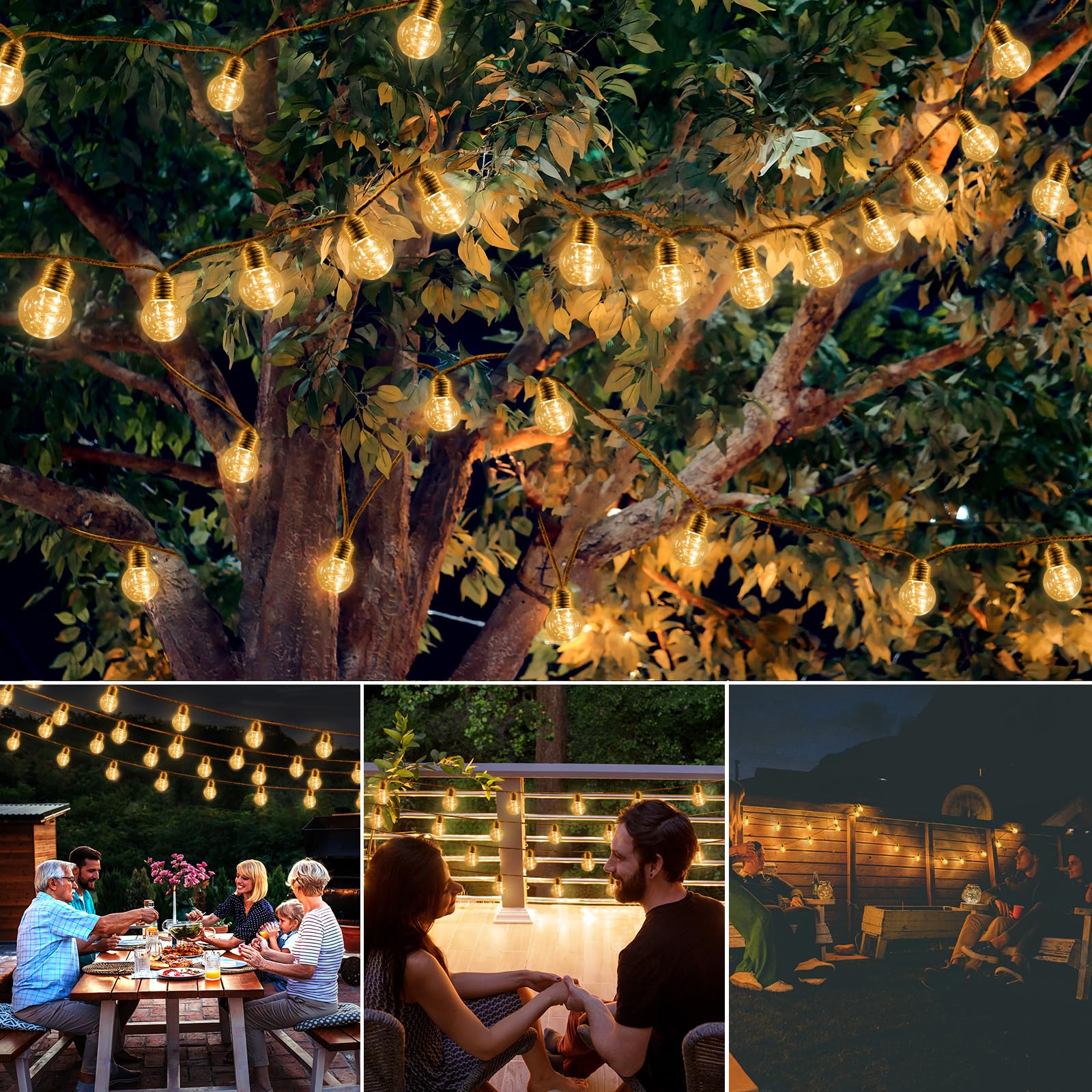 StarryEver LED Lichterkette Außen, Vintage 12M Warmweiß Lichterkette Strombetrieben Aussen, Bruchsicher G45 40 LED Outdoor Lichterkette mit Stecker,Lichterketten Glühbirnen Beleuchtung für Zelt Café