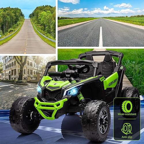 Miniatura 7 de Vehículo UTV de 12 V, auto UTV eléctrico todoterreno Can-Am con licencia Can-Am, camión para niños con control remoto, asiento grande, música, luces