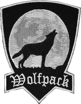 Wolfpack Patch with Howling Wolf - 3x4 inch. Embroidered Iron on Patch P4295