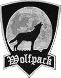 Wolfpack Patch with Howling Wolf - 3x4 inch. Embroidered Iron on Patch (P4295)
