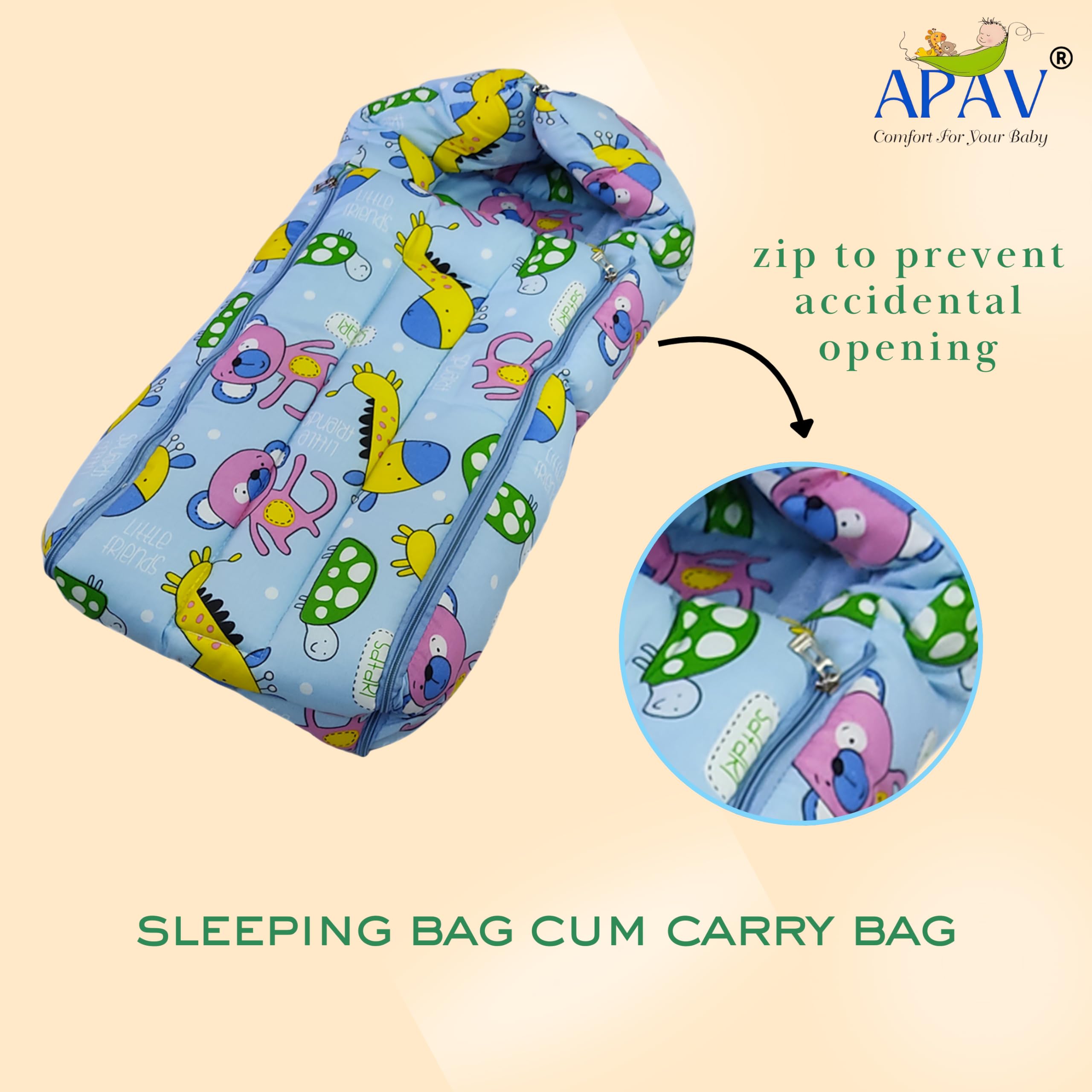 APAV Sleeping Baby Bed Bag Carry Nest 3 in 1 Cotton Baby Bedding for New Born & Infant, Portable Bassinet, for Baby Carrying Sleeping Bed (Blue, Pack of 1) 2