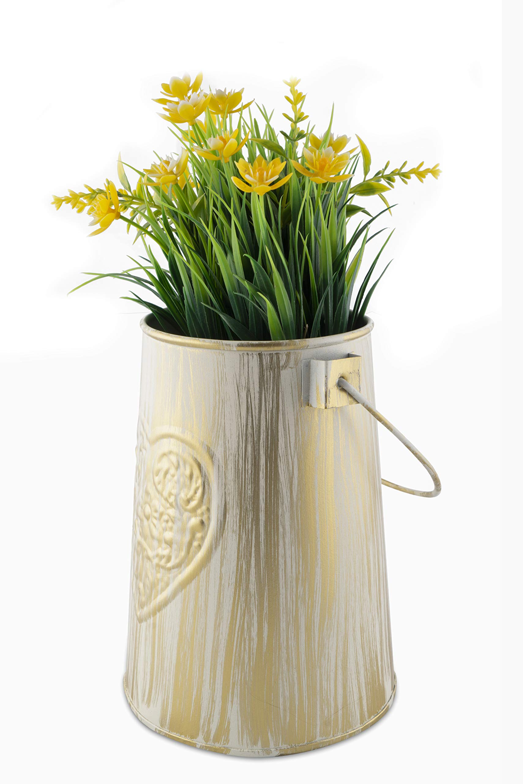 Buy GoCraft Rustic Vase Galvanised Metal Container with Handle Vase