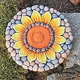 Sunflower Stepping Stones Outdoor Garden - Pavers for Outside Walkway Garden Stones Garden Stepping Stones Outdoor Decorative Stone for Garden 9.5 * 9.5 * 0.7 Inch LC Lcdecohome Yellow1