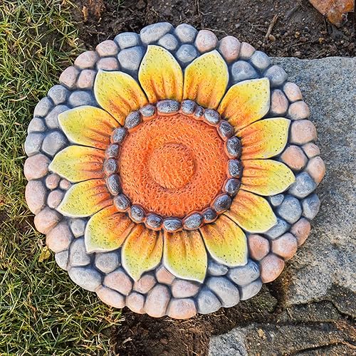 Piedras de girasol - Adoquines de jardín al aire libre para pasarela - Piedras decorativas 9.5 x 9.5 x 0.7 pulgadas LC Lcdecohome