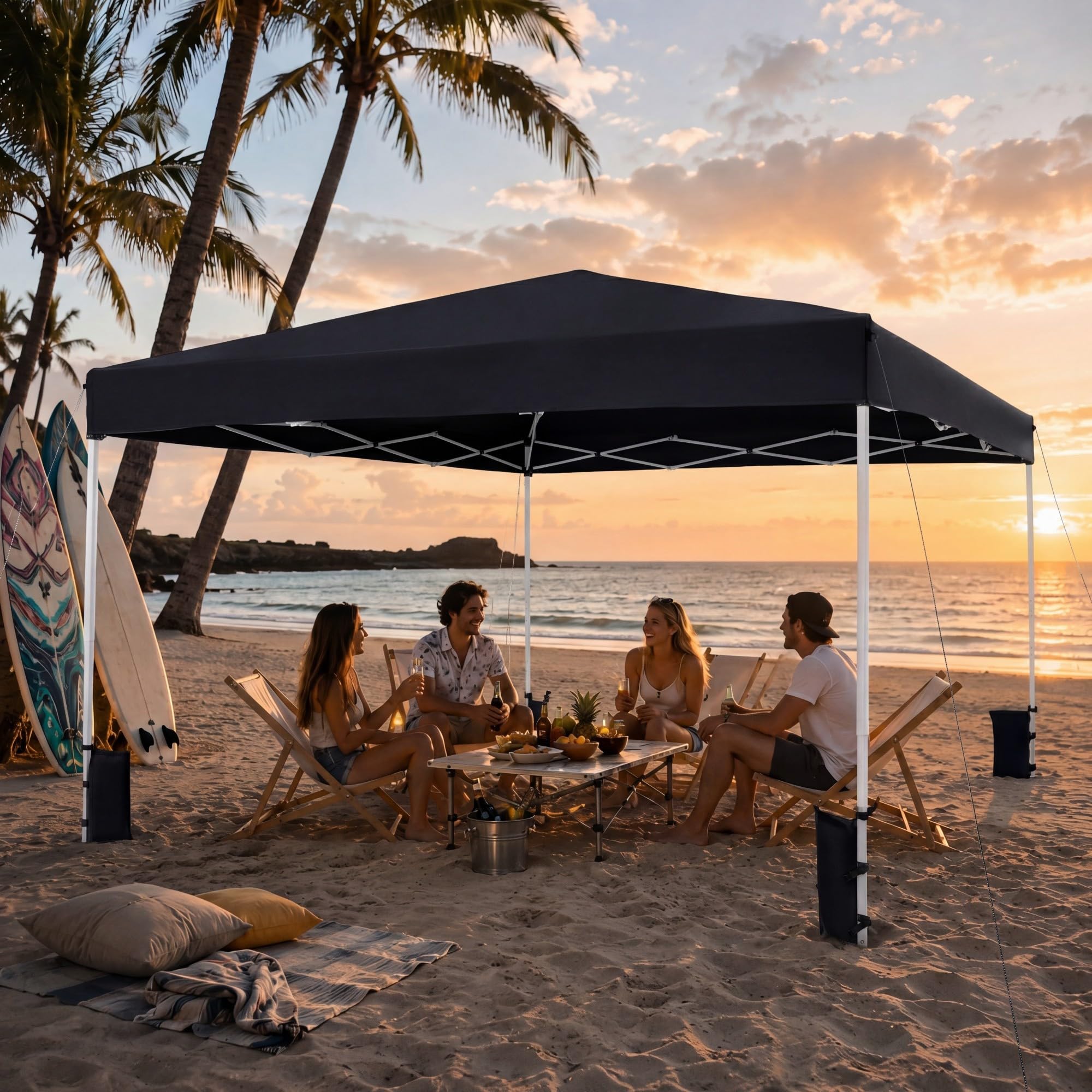 RELAX4LIFE Tonnelle Pliante 3x3 Imperméable, Barnum Pliant Facile à Monter, Protection Solaire UPF50+, Tissu Oxford Argenté, Cadre Métallque, Sac Inclus, Gazebo 3x3 pour Terrasse Marché Camping (Noir)
