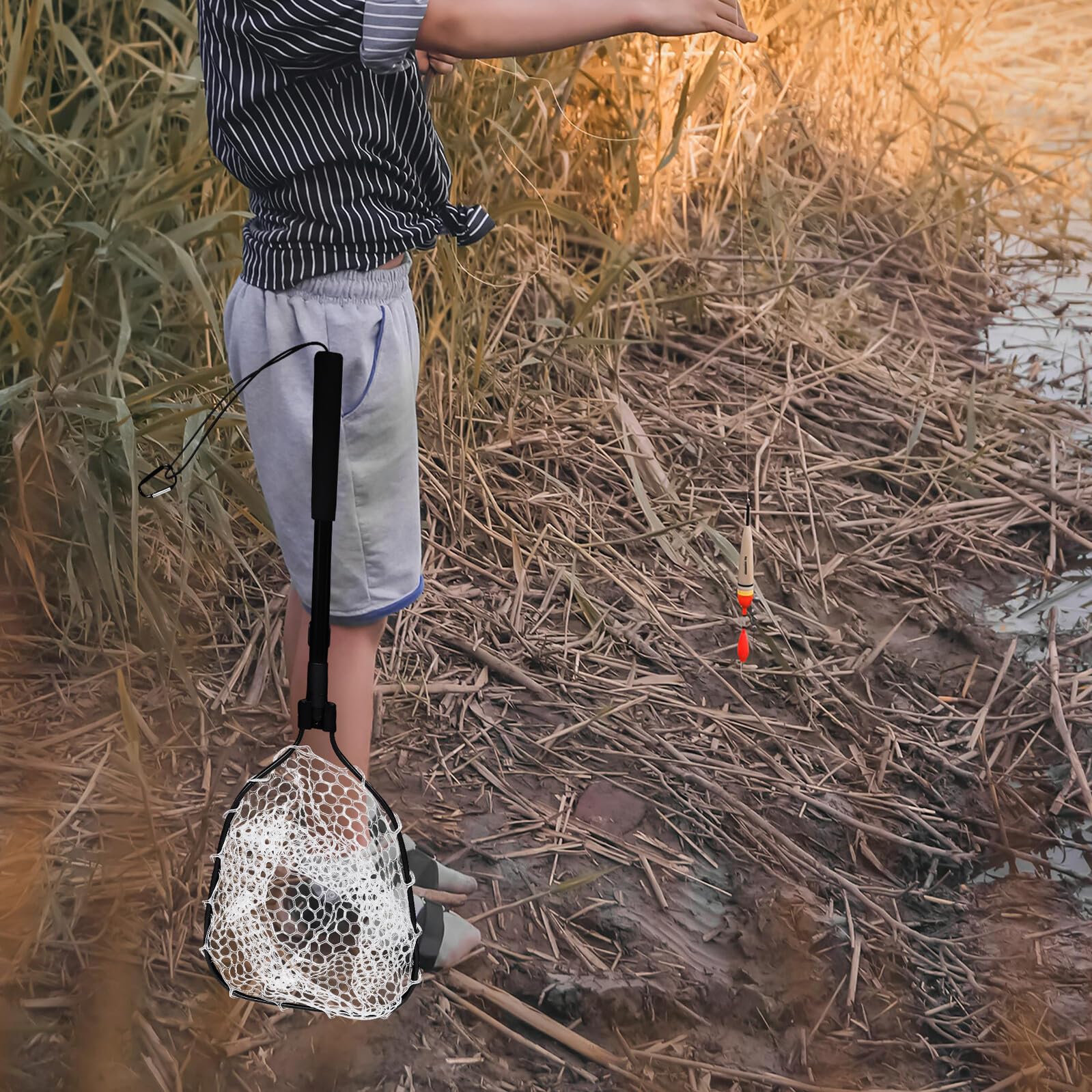 Ciieeo Red Plegable de Pesca con Malla de Silicona y Marco Negro Ligera y Compacta Portátil para Acuarios Pesca de Agua Dulce y Salada Captura Segura y Acuicultura