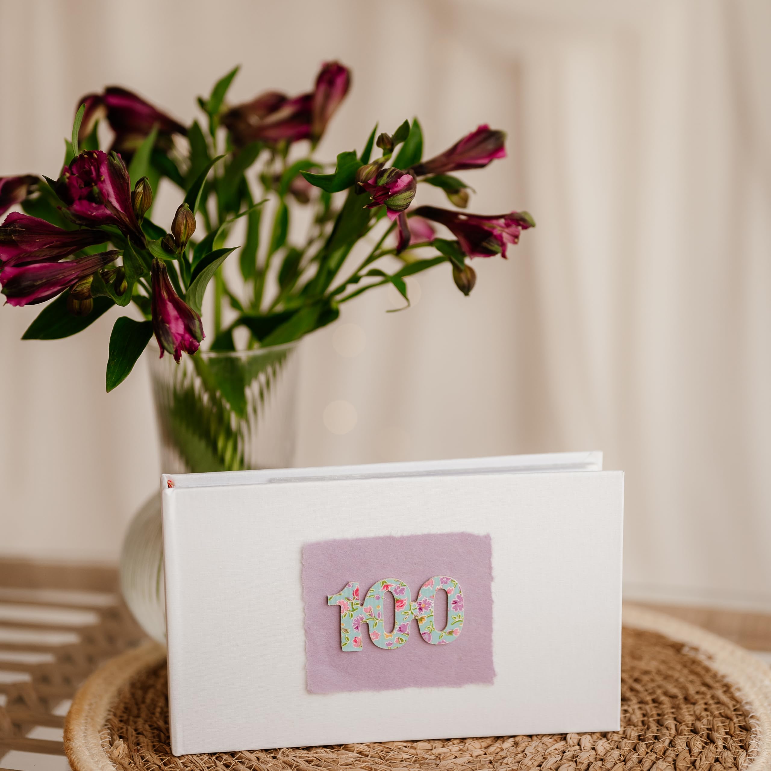 100th Birthday Photo Album in Vintage Floral Print, Ideal Present for a 100th Celebration.