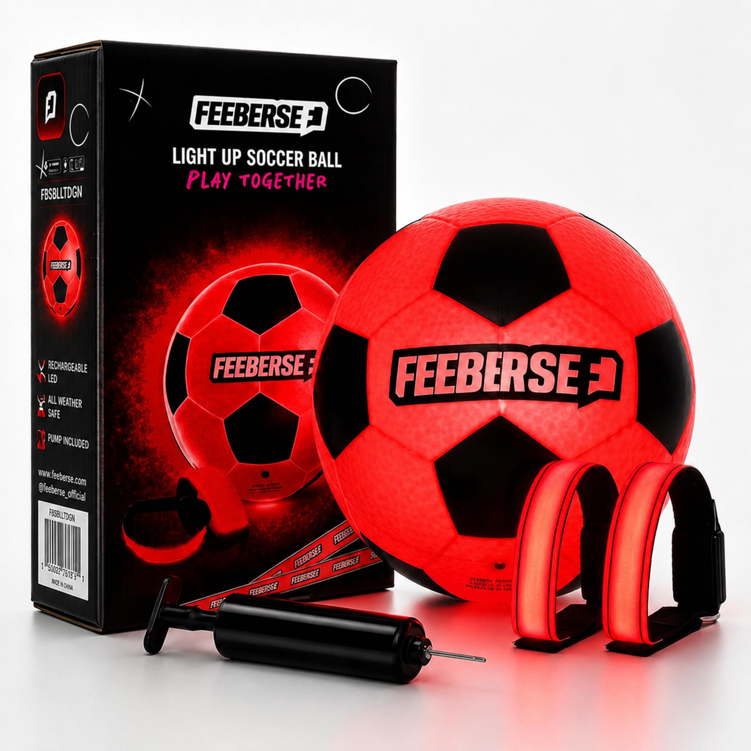 Feeberse Light Up Football Rechargeable LED Glow Football