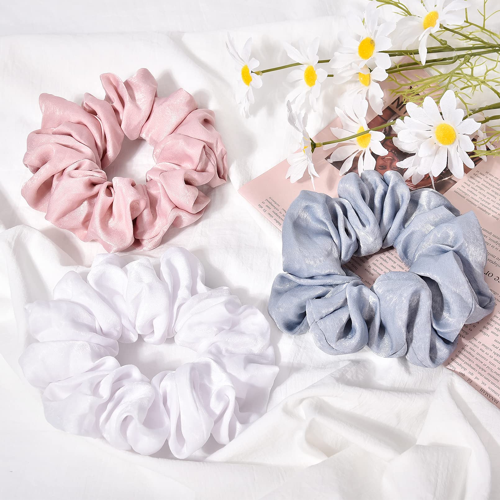 Oversized Satin Scrunchies Jumbo Hair Ties Elastic Bands for Thick Hair Amazon.com : Oversized Satin Hair Scrunchies - 6 Pieces 7.2  main image 2