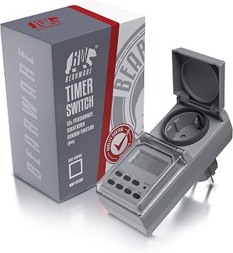 CSL - Outdoor Digital Timer - Random Function - 20 Switching Programmes - 16 Configurations - Timer - Manual Interruption - IP44 - Countdown 99 Hours - Touch Protection - Grey