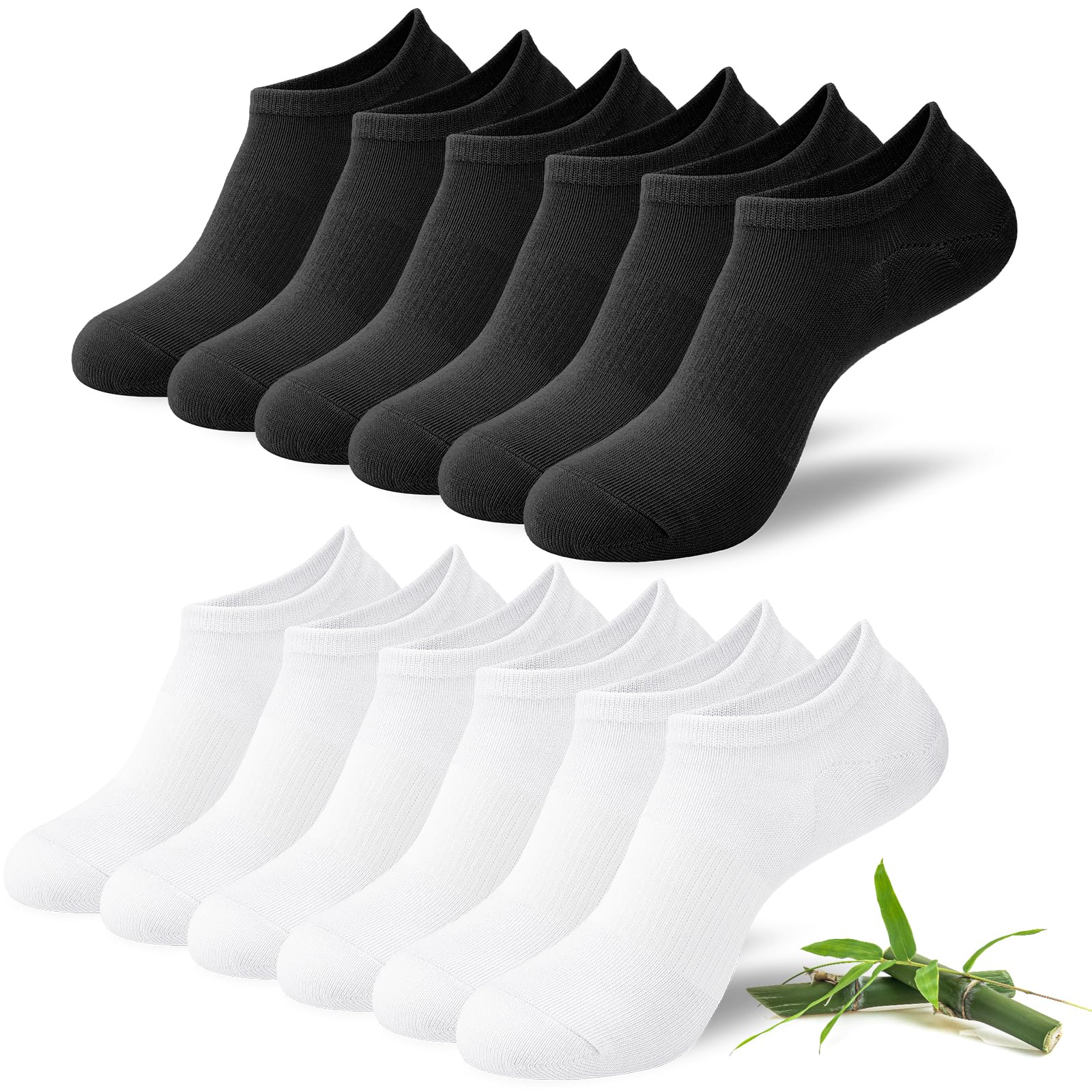 Niofind Bamboo Trainer Socks for Womens and Mens, No Show Ankle Socks Low Cut Invisible Non Slip Liner Socks Multipack Casual Footies for Sneaker Loafers and Boat Shoes — view 10