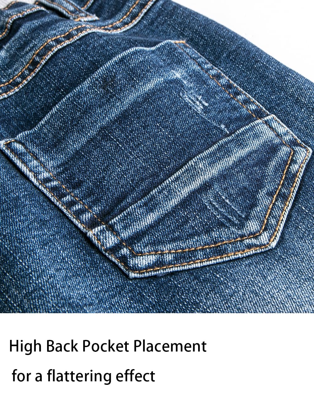 Jeans en Denim pour garçons, Taille élastique côtelée Pantalon en Coton