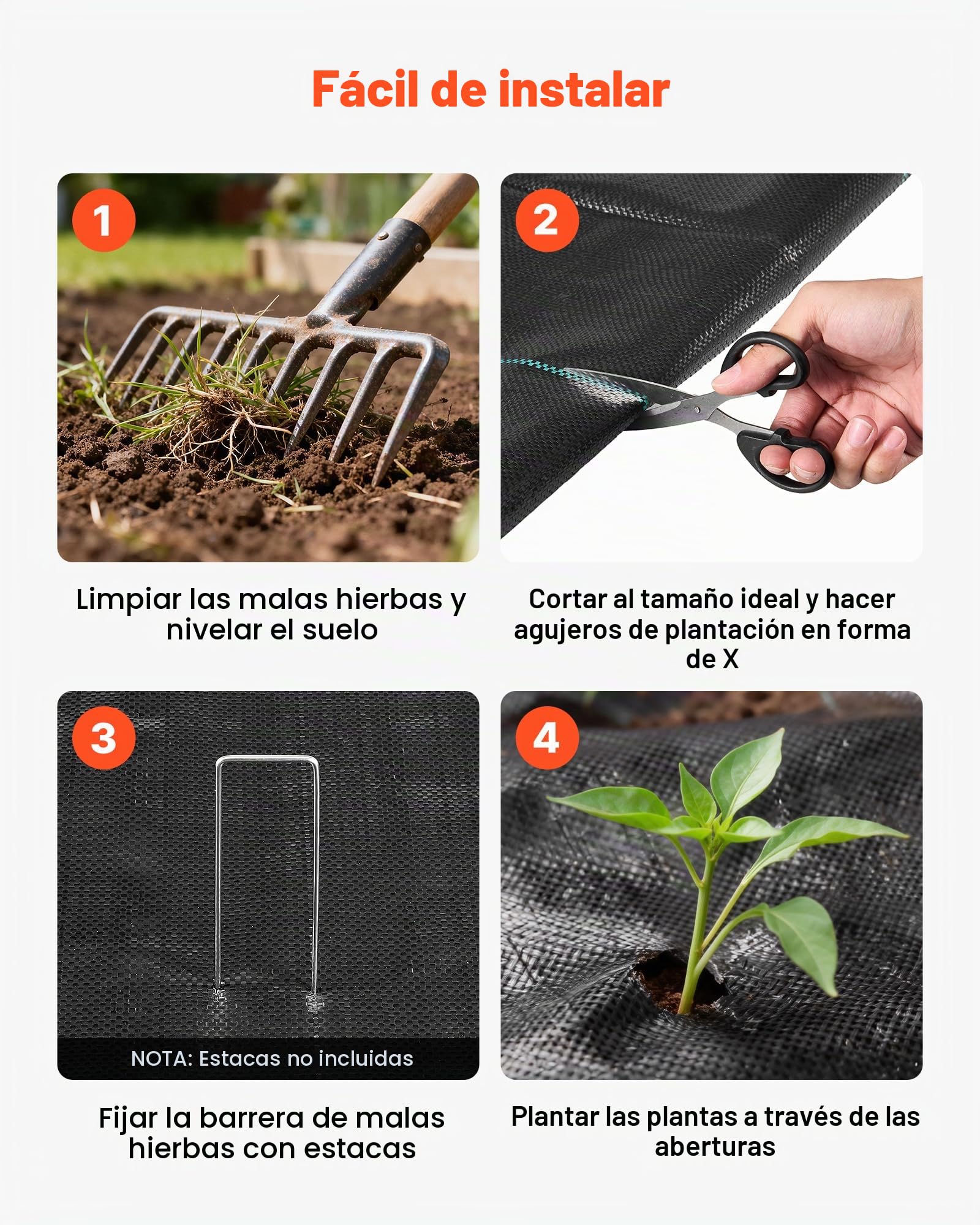 VEVOR Malla Antihierbas 2 x 50 m, 100 g/m², Tela Geotextil para Control de Maleza Polipropileno Tejido de Alta Densidad para Ventilación, Invernaderos, Exterior, Caminos de Grava, Drenaje y Jardines
