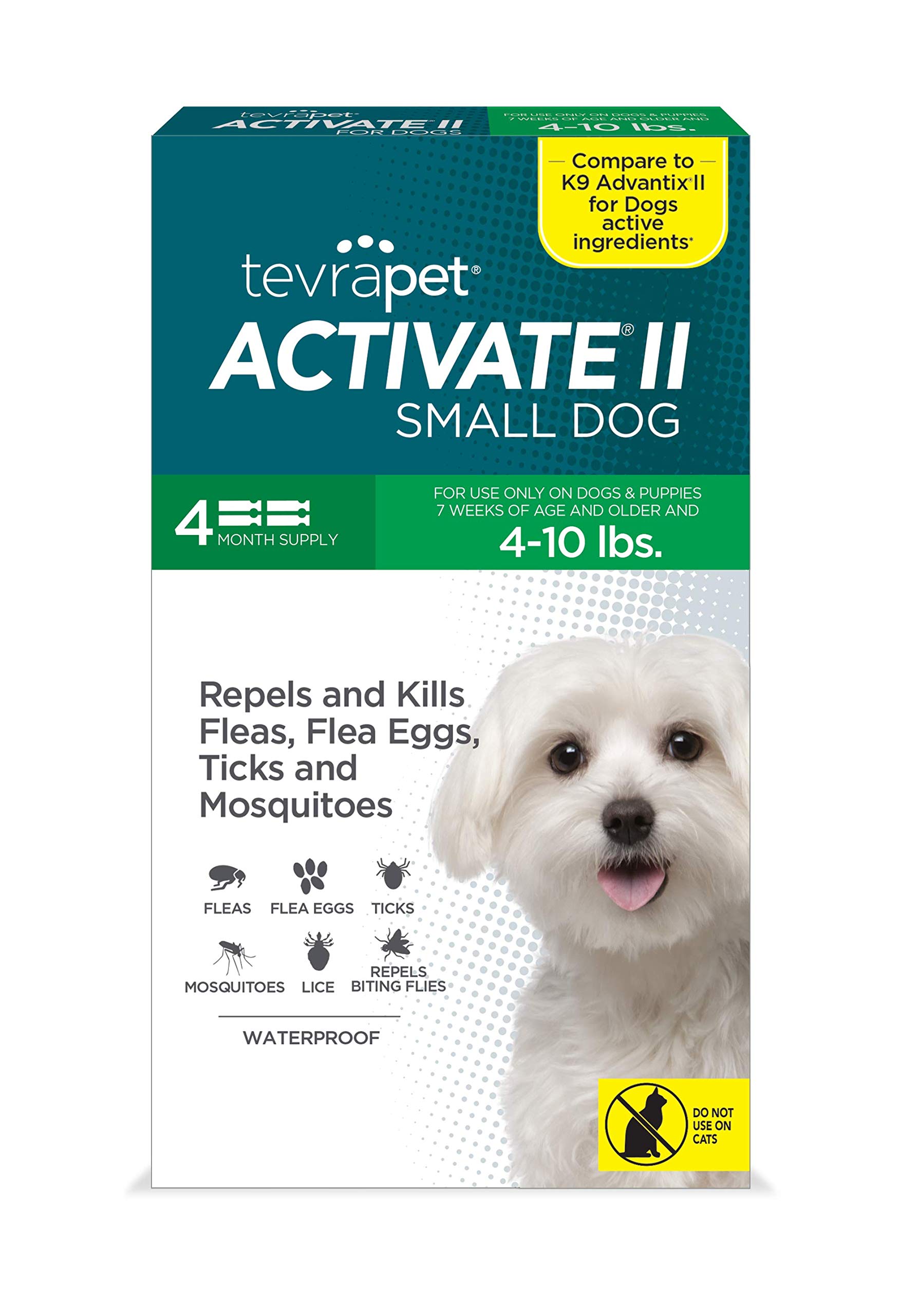 TevraPet Activate II Flea and Tick Prevention for Dogs Months Supply  Small Dogs 4-10 lbs Fast Acting Treatment and Control Topical Drops