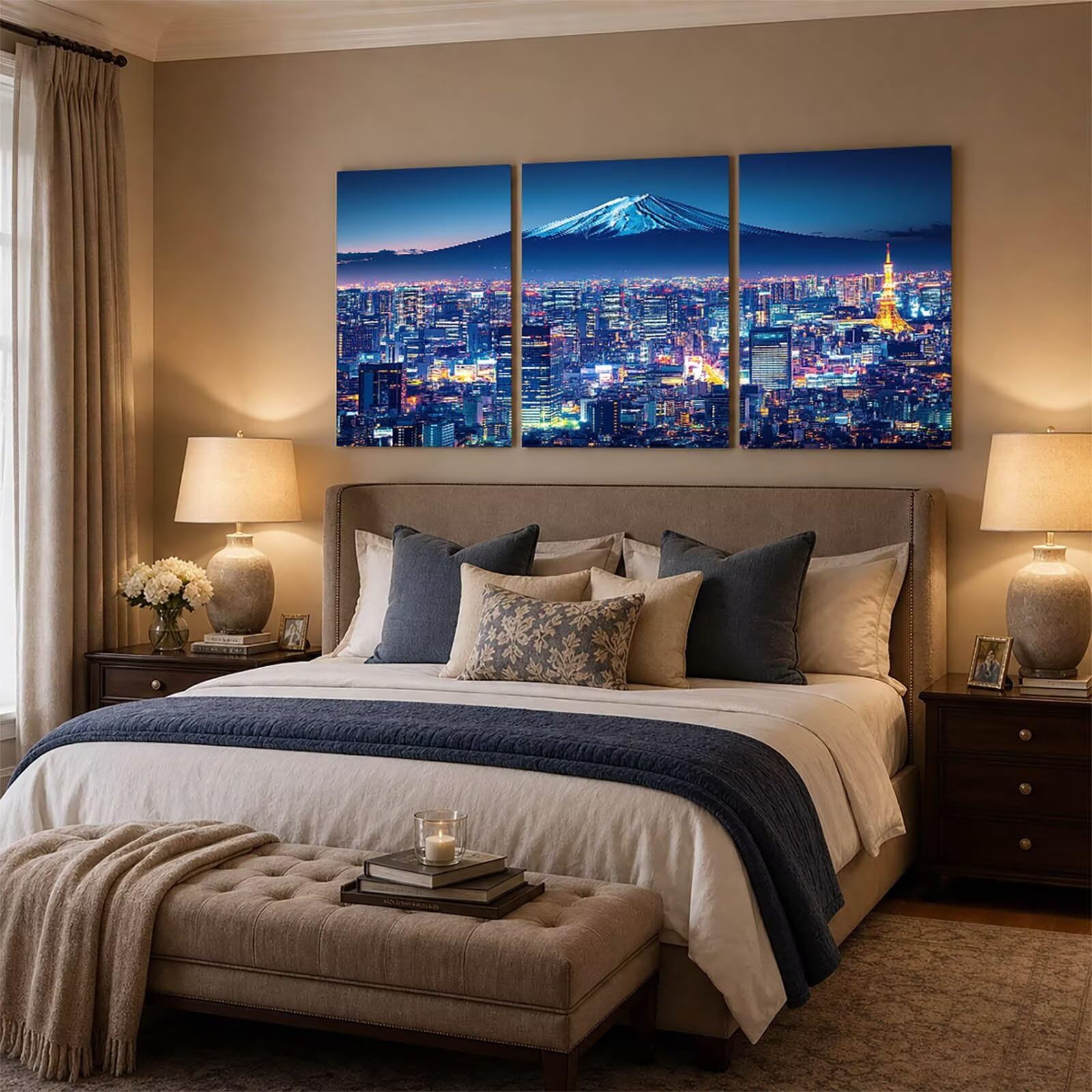3-pak Mount Fuji diamentowe zestawy artystyczne dla dorosłych, Tokyo Night View Diamond Painting, kryształowe zestawy artystyczne dla dorosłych, malowanie według numerów, 40 x 60 cm x 3, stras, haft