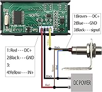 Vista 5 de DIGITEN 4 tacómetro digital LED rojo RPM medidor de velocidad + interruptor de proximidad Hall Sensor imán NPN + soporte de montaje de sensor