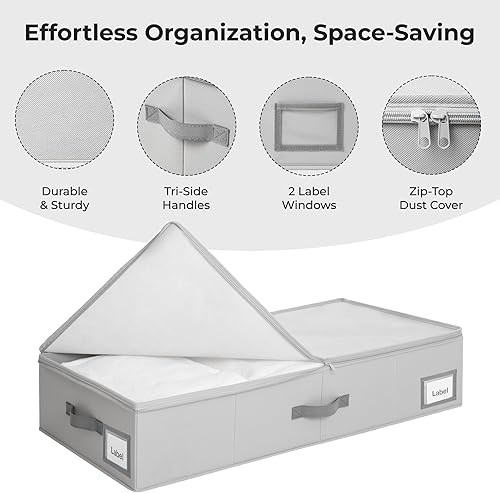 Miniatura 3 de Cupic Cupid Contenedores de almacenamiento debajo de la cama, organizador plegable con tapa para dormitorio, caja de almacenamiento debajo de la