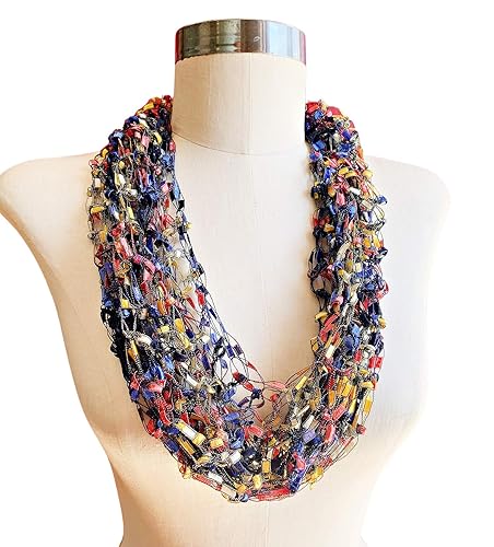 Primary Colors Light Infinity Scarf, Necklace Scarf Infinity Scarf, Loop Scarf Light weight Scarf, Multicolored Cowl, Fiber Jewelry Single Loop