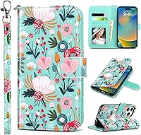 Vista 29 de ULAK Funda tipo cartera compatible con iPhone 15 Pro Max con soporte para tarjetas, diseño de piel sintética con función atril [bloqueo RFID]