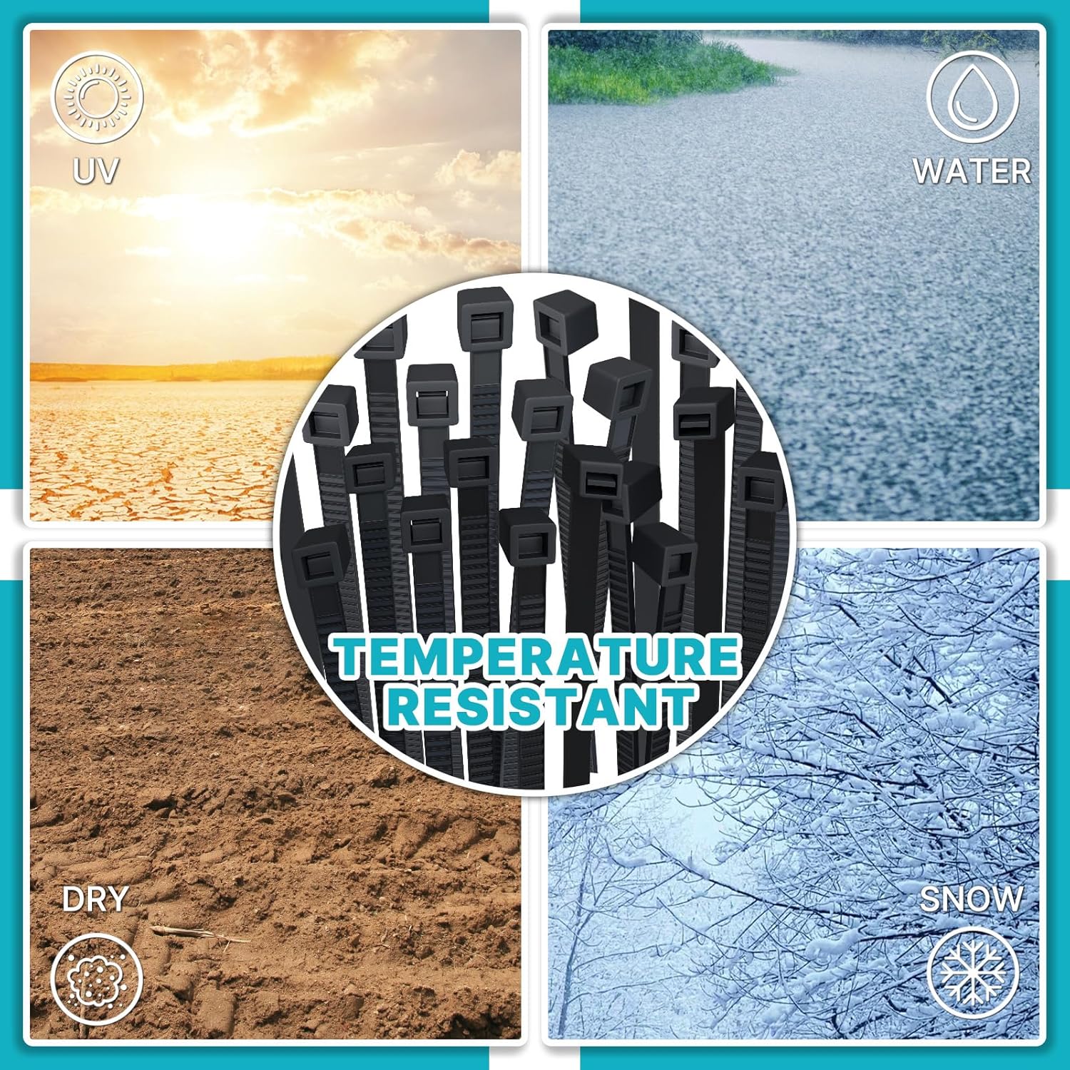 12 inch Cable Ties, Black, (4.8 mm x 300 mm), 1300-Pack: UV-Resistant, Long Cable Ties, Black, 28 kg Tensile Strength. Suitable for indoor and outdoor use, home, and office.