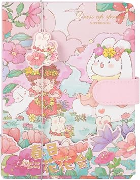 Cute Cartoon PU Leather Notebook Kawaii Journal Notebook Japanese Sketchbook Diary Notepad Travel Notebook Pink
