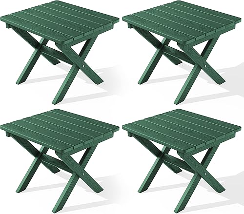 Miniatura 28 de SERWALL Mesa auxiliar Adirondack, mesa auxiliar para exteriores, sin montaje, mesa plegable pequeña de HDPE para patio trasero, piscina, porche