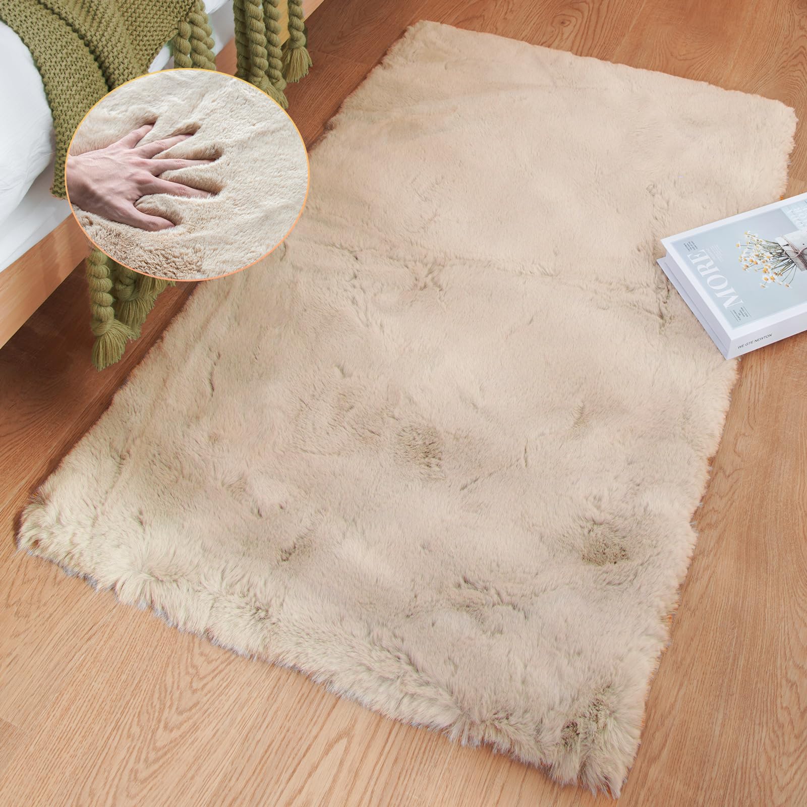 ORINOVA Tappeto Salotto Morbido Piccolo Beige 60x90 cm Camera da Letto Tappeto Moderno Lavabile Rettangolare
