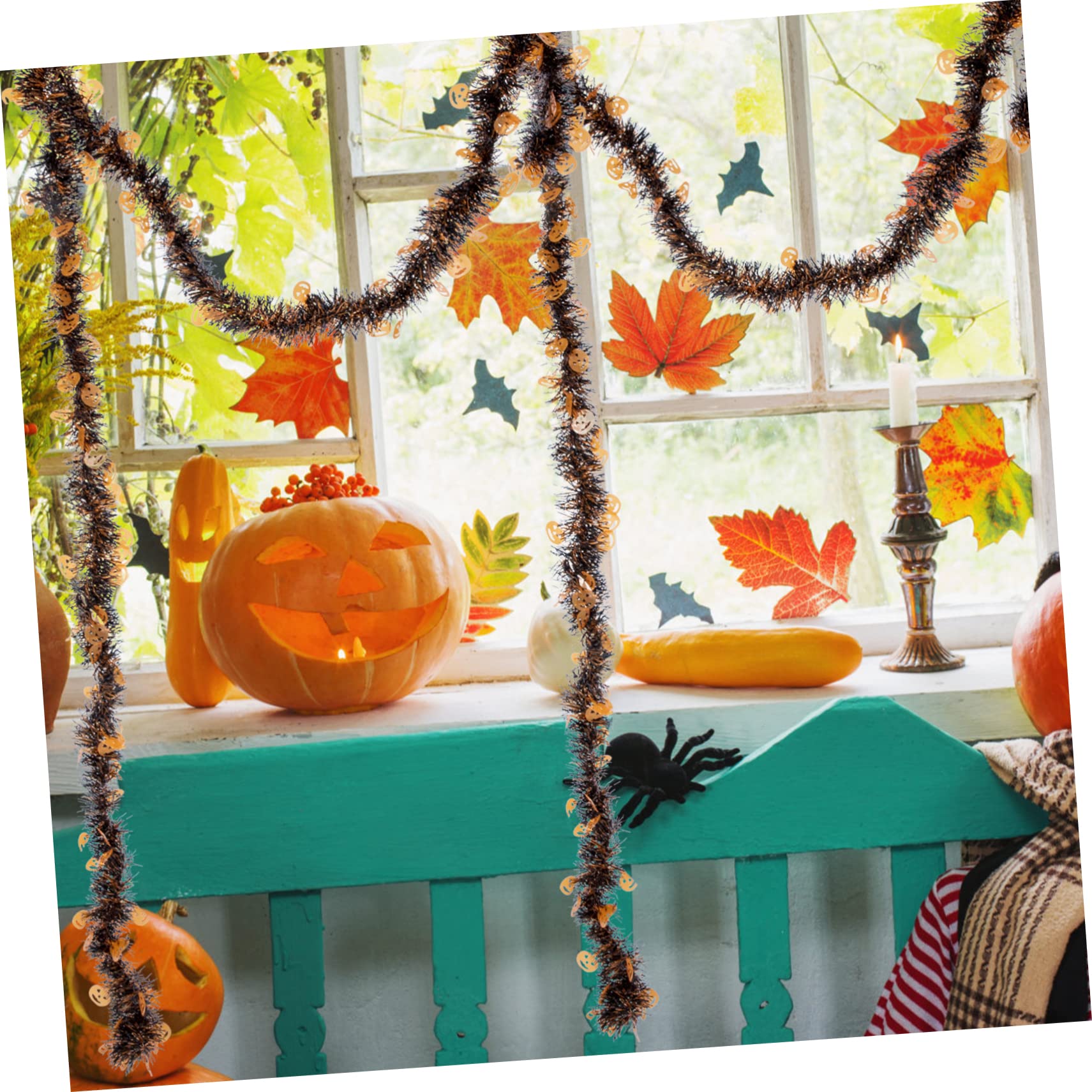 PRETYZOOM 15 STK Halloween-Dekorationen Schwarze Lametta-Girlande Halloween-Kranz Girlande Halloween wanddeko Halloween aussendeko metalldeko Halloween-Ornamente Halloween- -Schlafzimmer