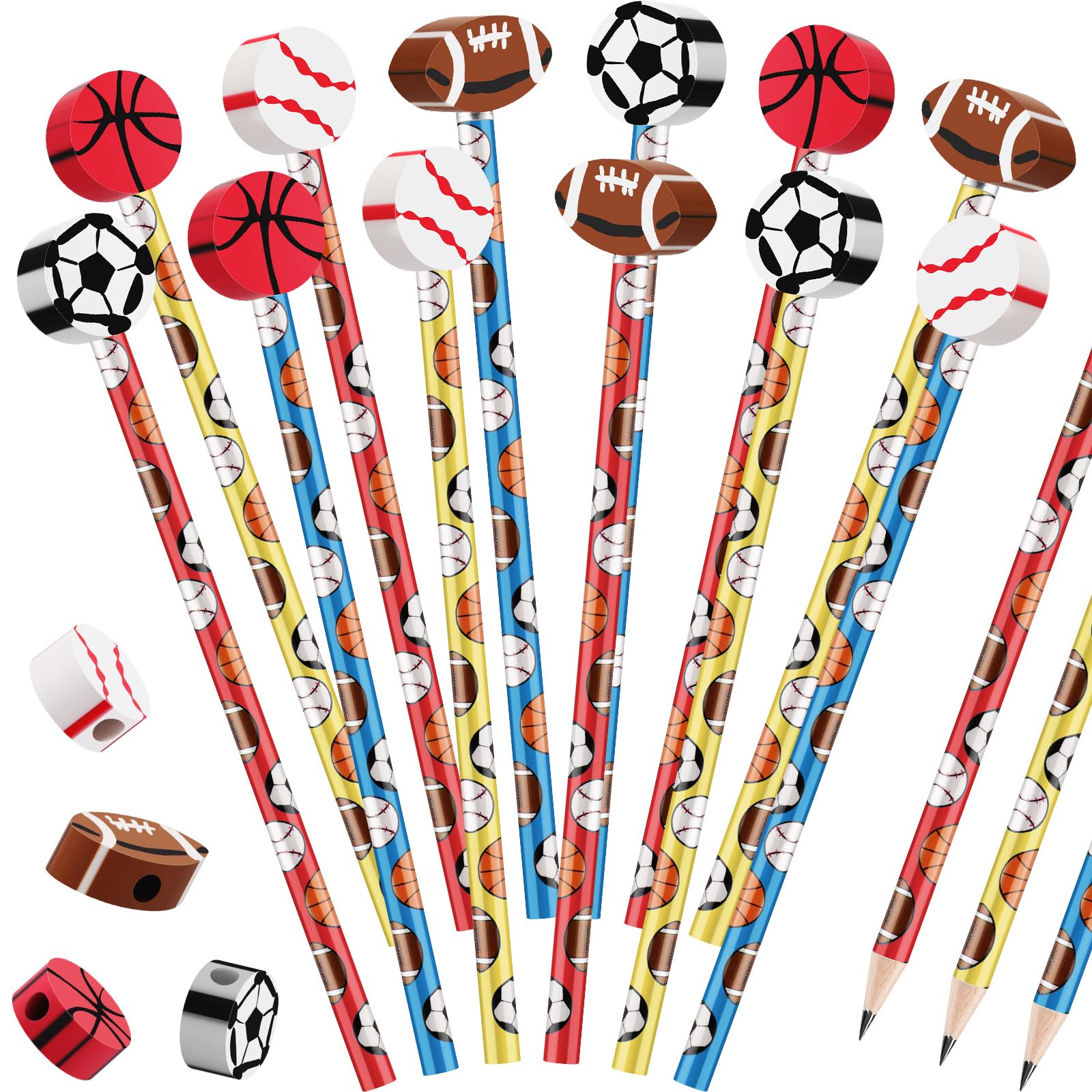 - Chivao 12 Set Sports Pencils and Erasers for Kid Baseball Soccer Football Sports Party Favors for Students Back to School Stationery Party Gift Supplies