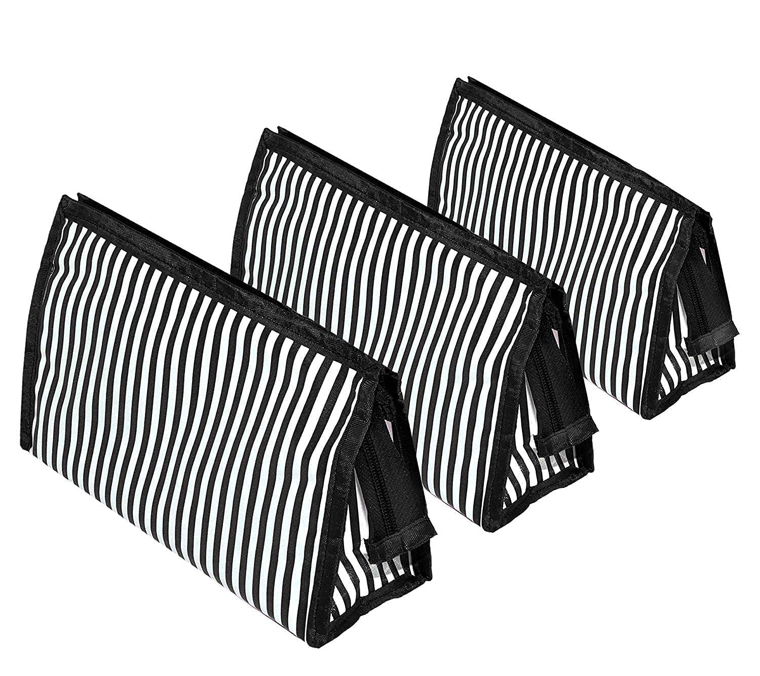 J I Accessories Foldable Travel Cosmetic Bags – Slim, Compact, and Lightweight Makeup Organizer with Multiple Sizes for Toiletries, Cosmetics, and Accessories Set of 3 (Black)-image-7