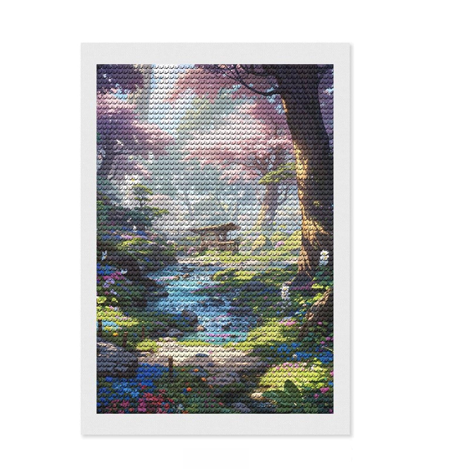 Junmoney Secret Garden Full Drill Diamond Painting Kit 8"x12", Vintage Style Decor, Aesthetic Room Decor, Full Kit Included
