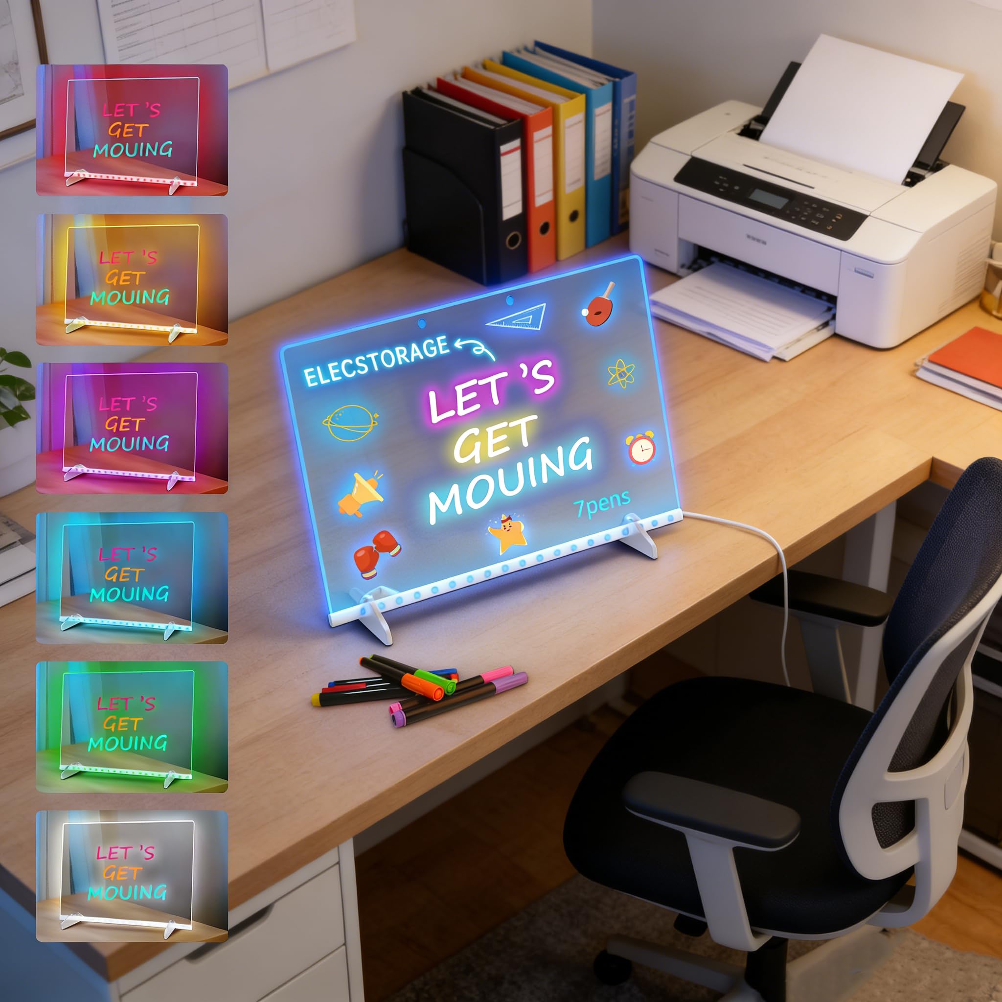 Ortizan Tavola da disegno a LED, 3 effetti di luce, per scrivere messaggi per bambini, casa, bar, ufficio