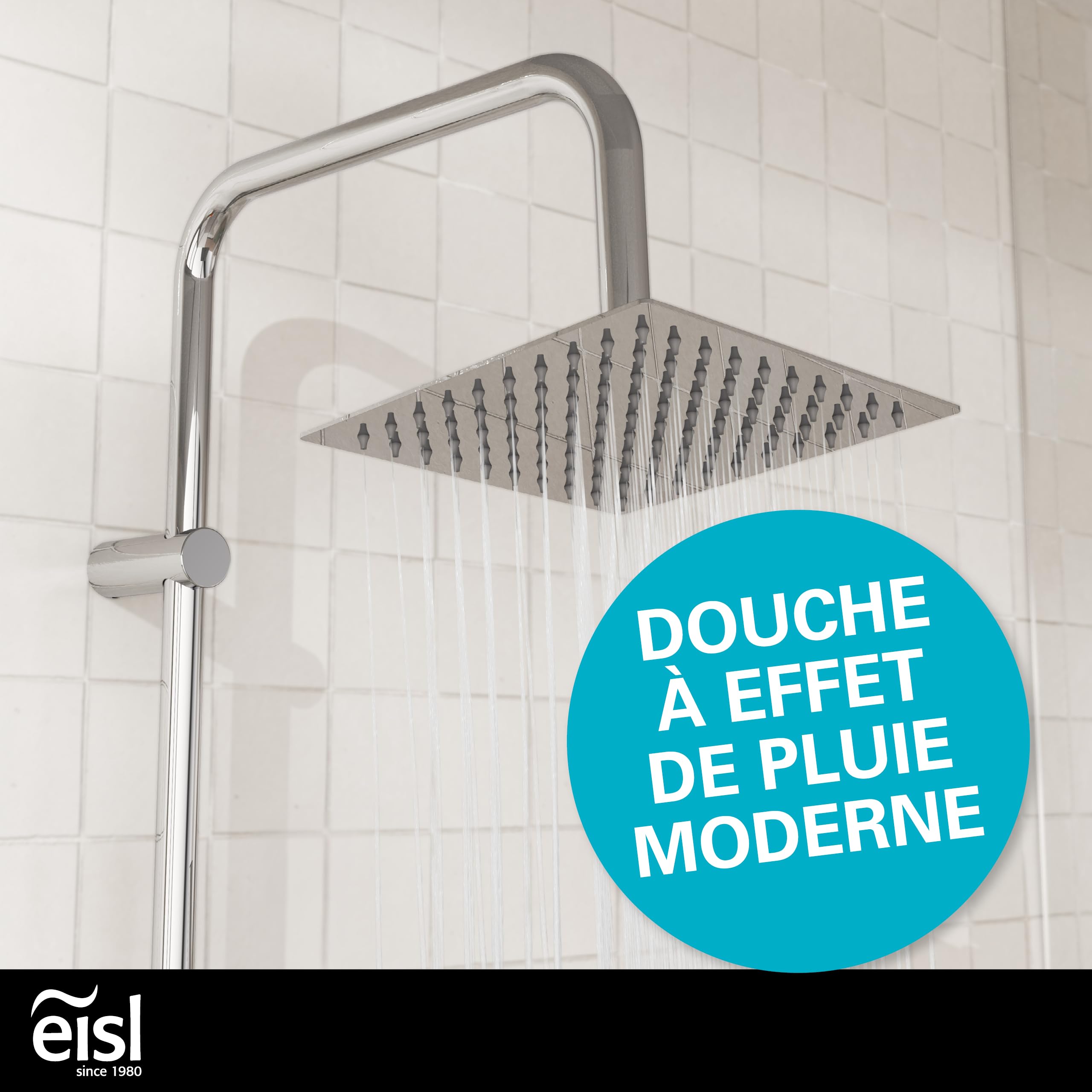 EISL ShowerStar Mitigeur Douche Thermostatique 2 en 1, Effet Pluie 20x20 cm