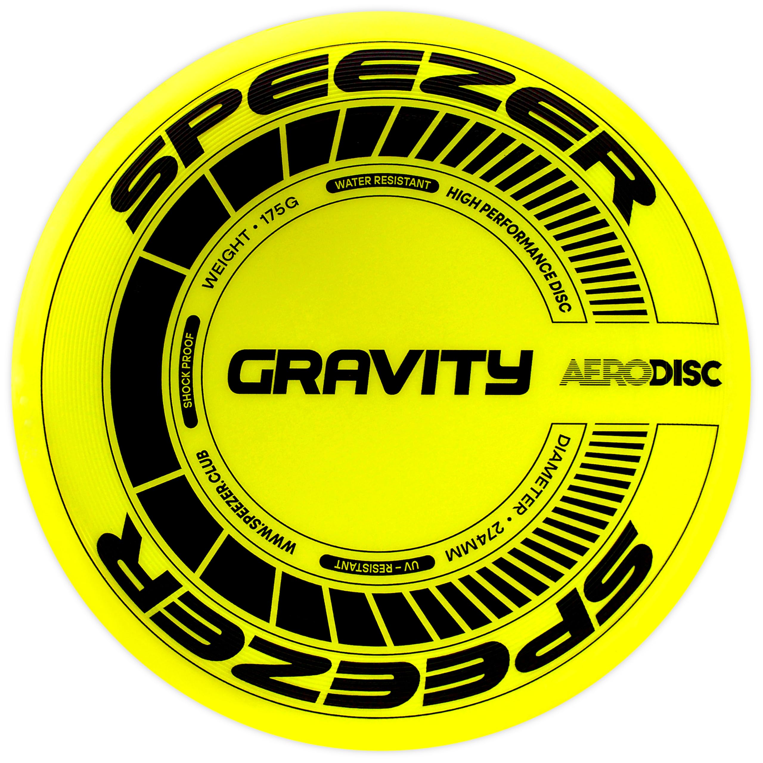 SPEEZER Frisbee Gravity 175 g – El disco de lanzamiento profesional amarillo neón es el juego divertido para deportes al aire libre – Disco de frisbee para niños y adultos – Ultimate Flying Disc - 1
