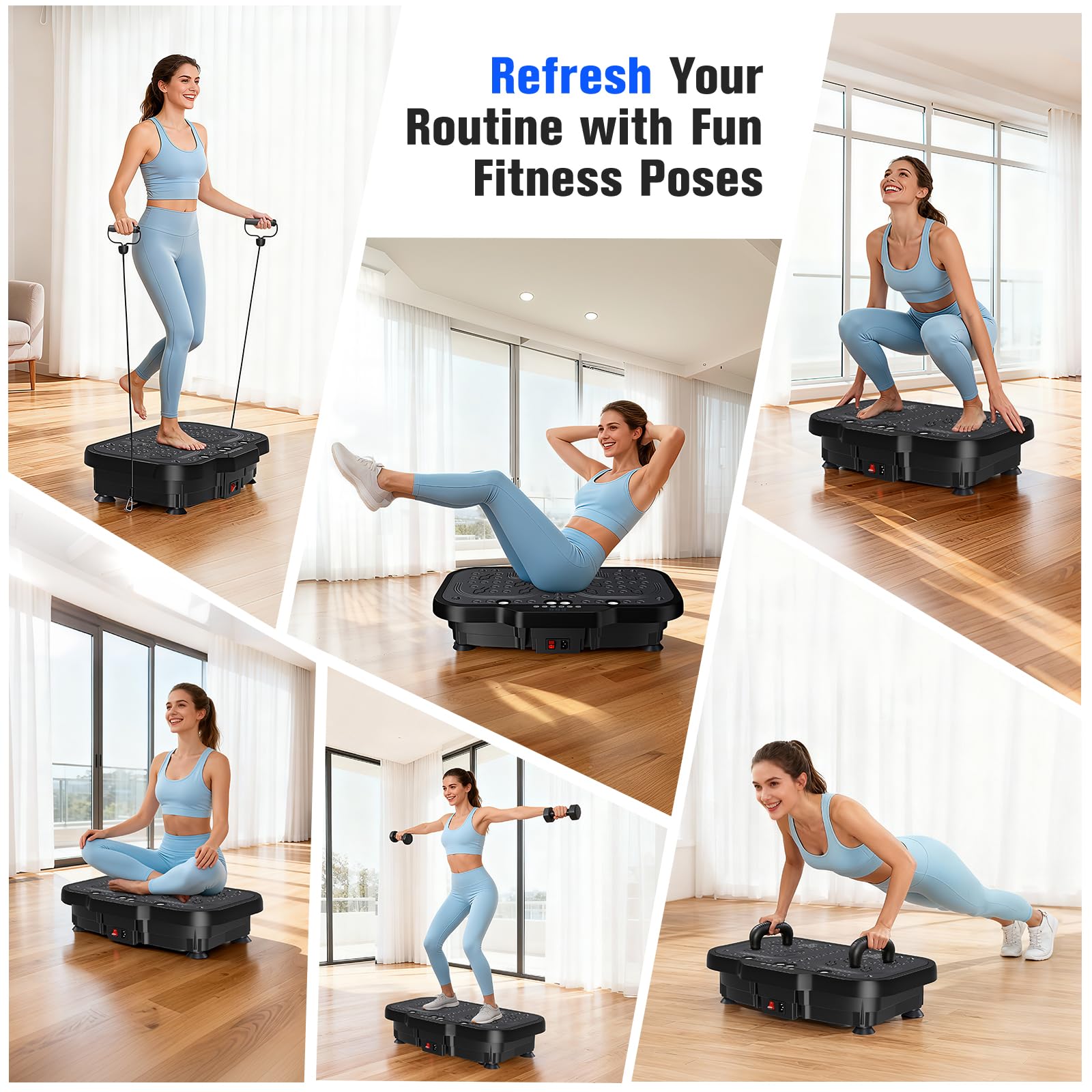 Plateforme vibrante à la maison, mouvement de la plaque vibrante 1 à 180 intensités de vibration différentes, utilisée pour renforcer les muscles, réduire les graisses et entraîner tout le corps, noir