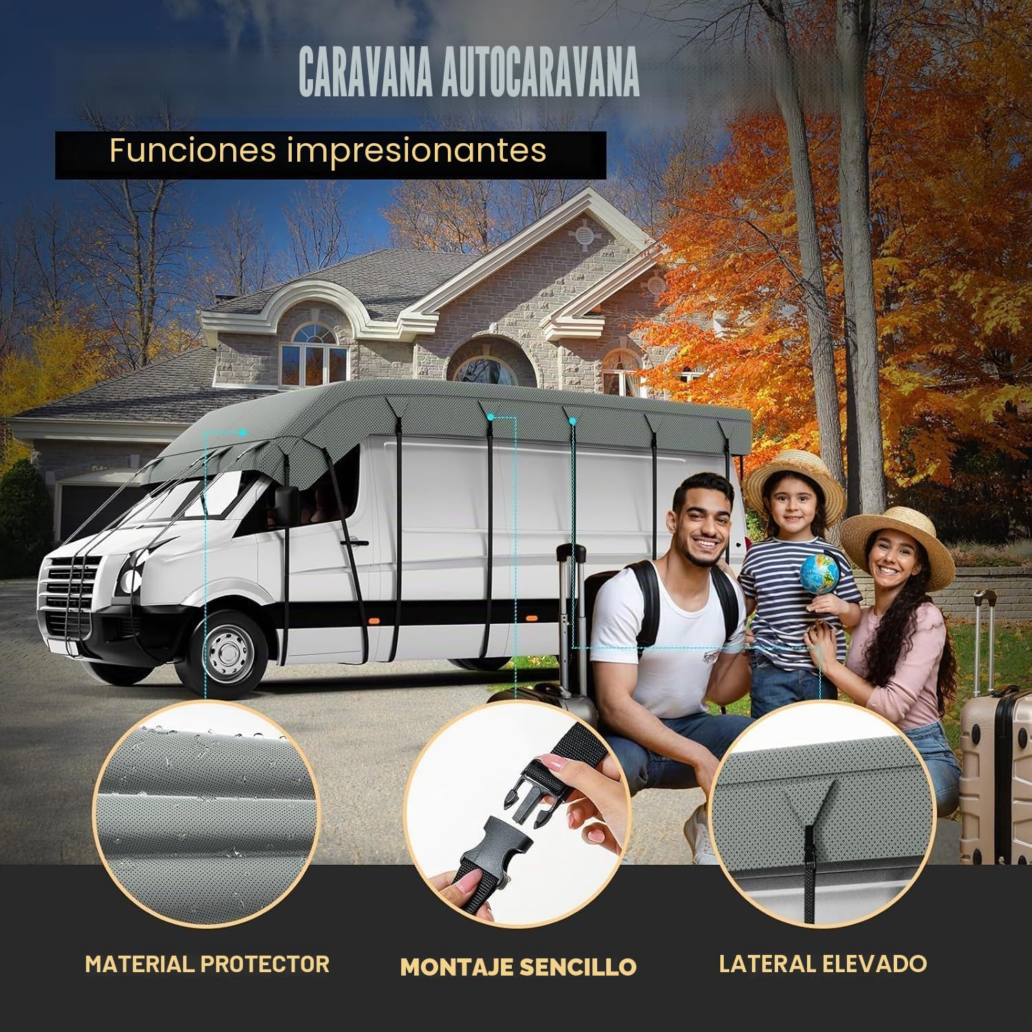 Lona para autocaravanas Lona autocaravanas Lona para Cubierta de Caravana Que Protege contra el Polvo y la Humedad|7 * 3M