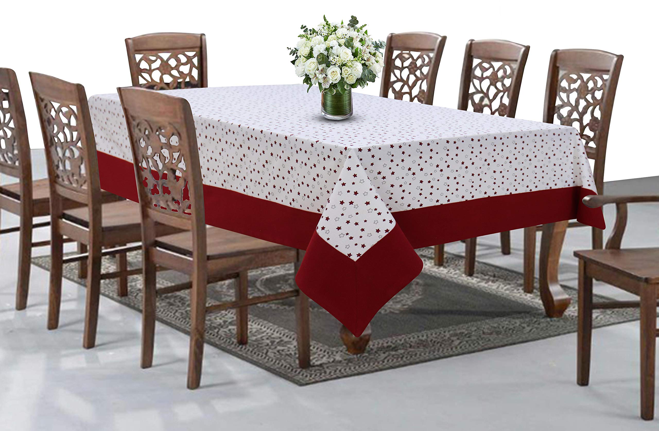 AIRWILL Cotton Printed Pattern 8 Seater Table Cloth Pack of 1 pc (Red)-picture-10