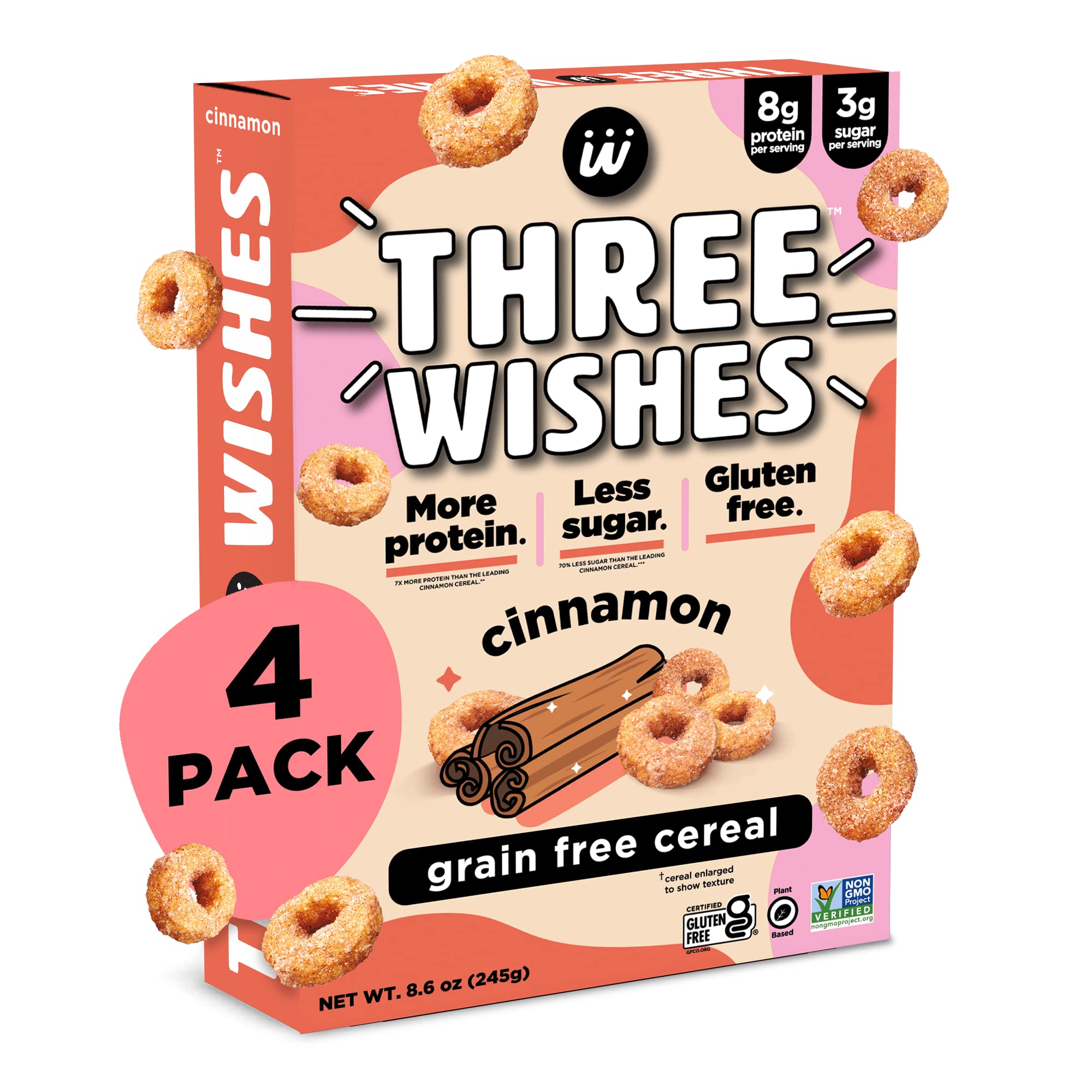 Buy Protein and GlutenFree Breakfast Cereal by Three Wishes Cinnamon, 4 Pack High Protein