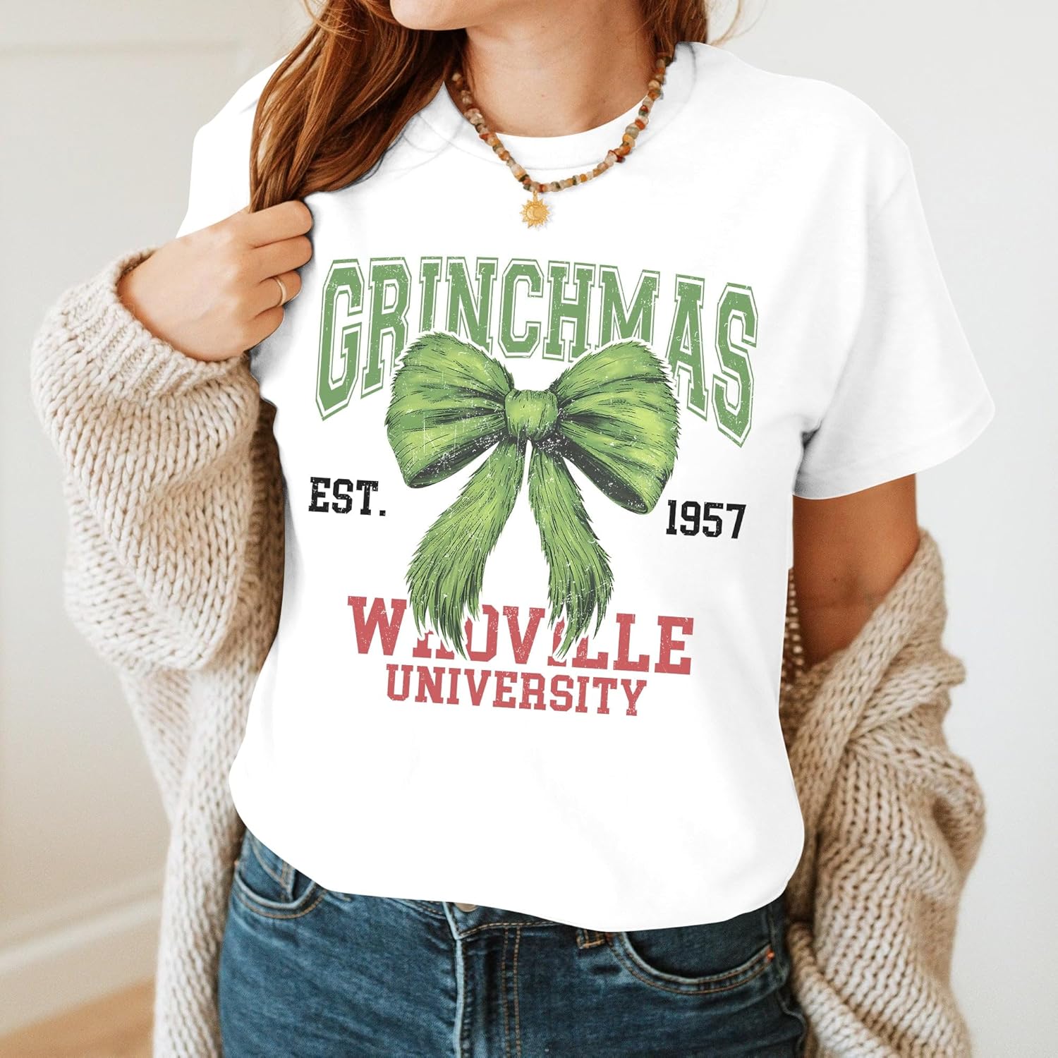 Christmas Tshirt – Funny Holiday Cartoon Christmas Shirts – Vintage Xmas College Style Gift - Image 8