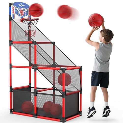 EagleStone Kids Adjustable Arcade Basketball Hoop with LED Lights &