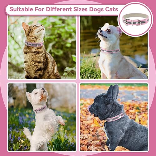 Miniatura 3 de PETCARE Collar reflectante para perro con bonito remache de pata con tachuelas, divertido y suave cuero sintético ajustable para perros pequeños,