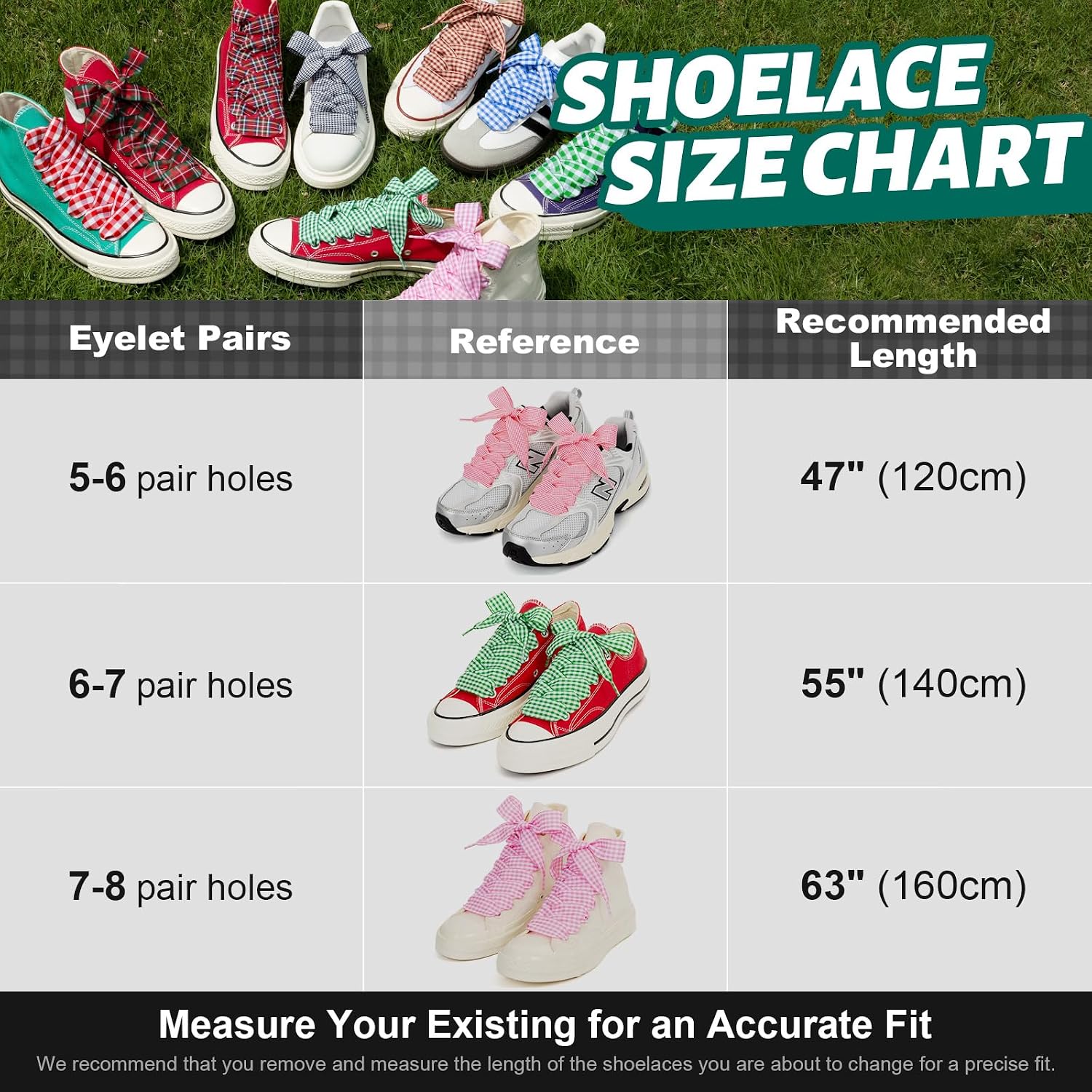 2 Pairs Fancy Ribbon Shoe Laces for Sneakers 1" Wide Flat Checkered Shoelaces for Boots