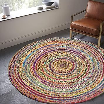 Arsh Fabs Hand Woven Braided Reversible Rug (Multicolour, Jute And Cotton, 70 cm)