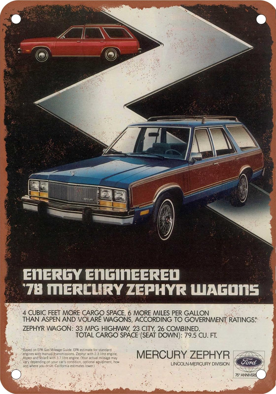 Miaomansenstore Metal Sign - 1978 Mercury Vintage Ad 02 - Old Retro Rusty Look Home Decor