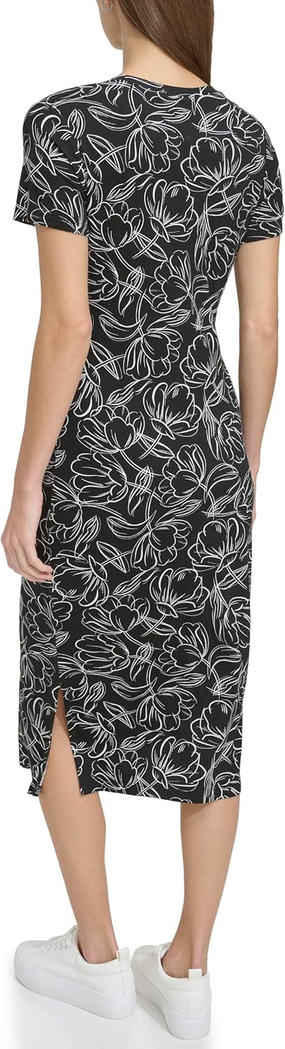 Andrew Marc Women's Short Sleeve Printed Midi Dress with Slits - Image 2