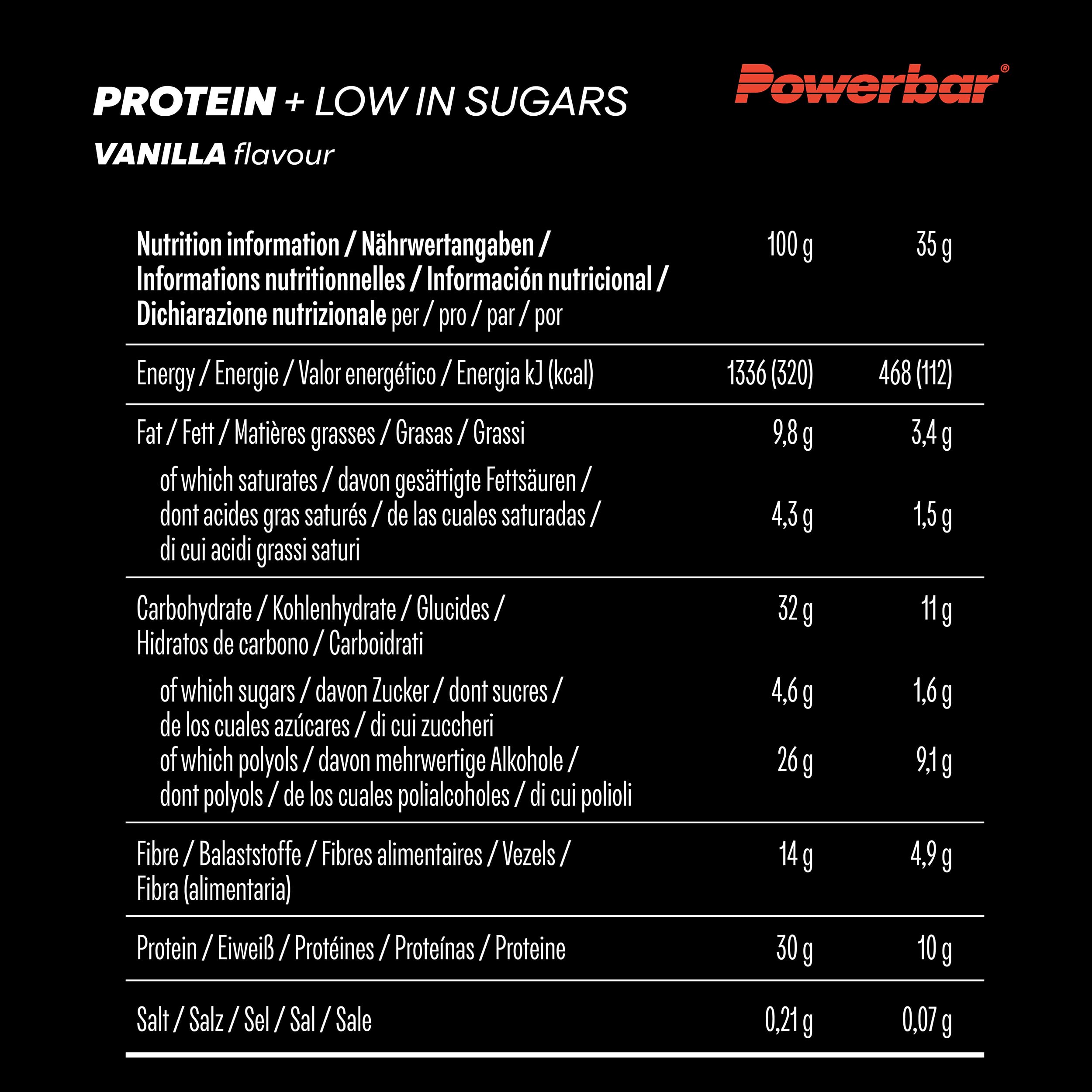 Powerbar - Protein Plus - Low Sugar - Vanilla - 30x35g - Riegel mit nur 107 Kcal - Fitnessriegel mit Ballaststoffen – Ansicht 2