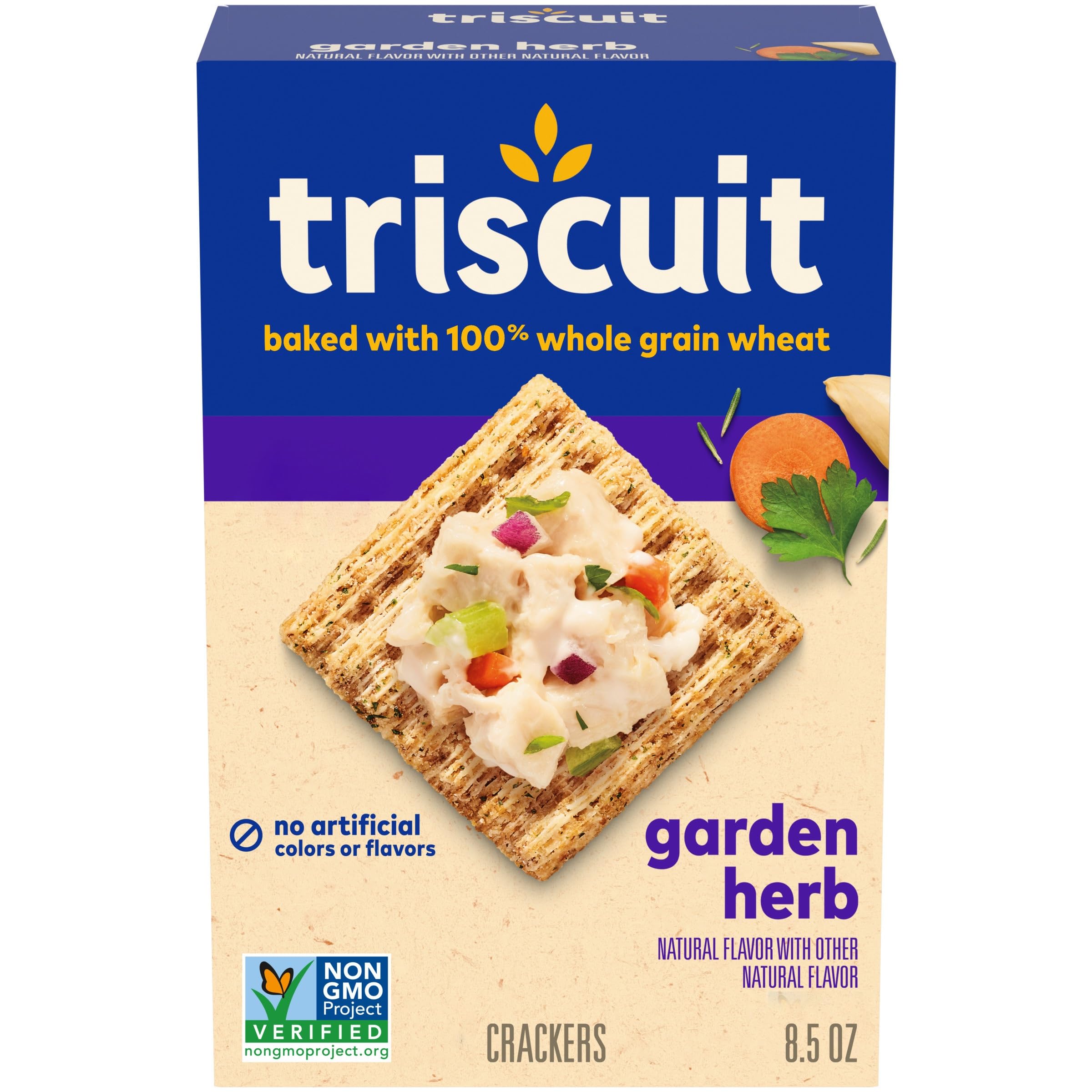 TriscuitGarden Herb Whole Grain Wheat Crackers, Lunch Snacks, Snack Crackers, 8.5 oz