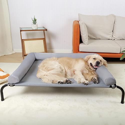 Miniatura 2 de Cama elevada refrescante para perros con almohadas, cuna elevada portátil y lavable con malla a prueba de mordidas y marco de metal, patas de goma