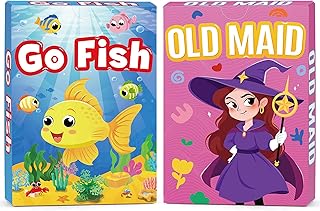 Kids Card Games, Go Fish Card Game, Old Maid Card Game, Card Games For Kids 4-8, Fun Educational Cards for Toddler 2-4 Years, Great for Family Table Travel Camping Party Classroom Games (2 Pack)