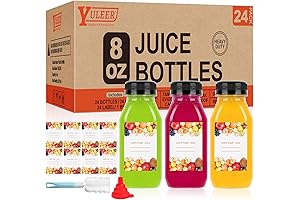 NorCalWay 8 oz Juice Bottles with Caps, 24 Pack